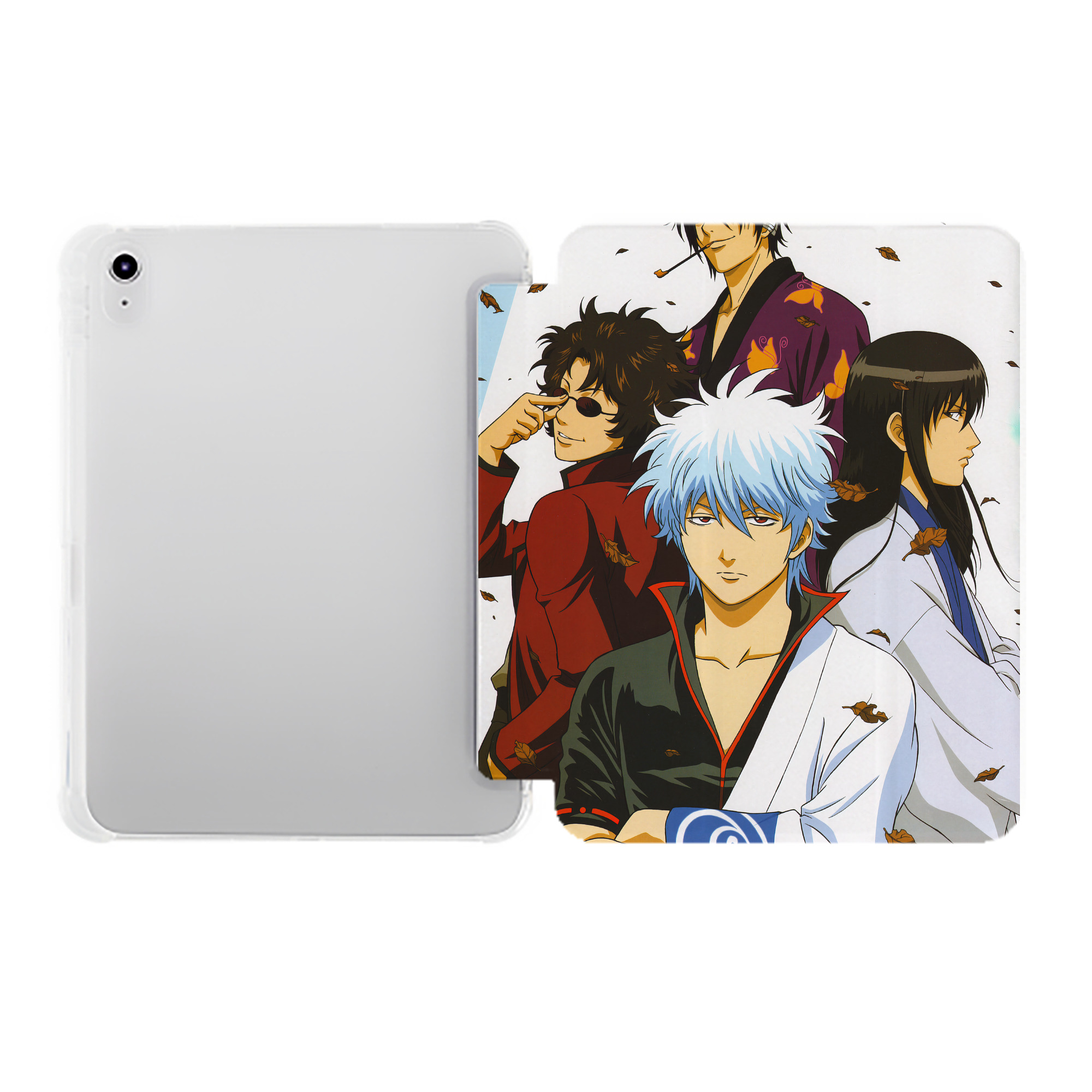 （画像用） ぎんたま 坂田銀時（さかたぎんとき） 神楽 志村新八（しむら しんぱち） GINTAMA Sakata Gintoki Kagura Shimura Shinpachi IPad ケース ペン収納付き 三つ折りスタンド PUレザー×シリコン 対応機種9.5/10.5/10.9インチ